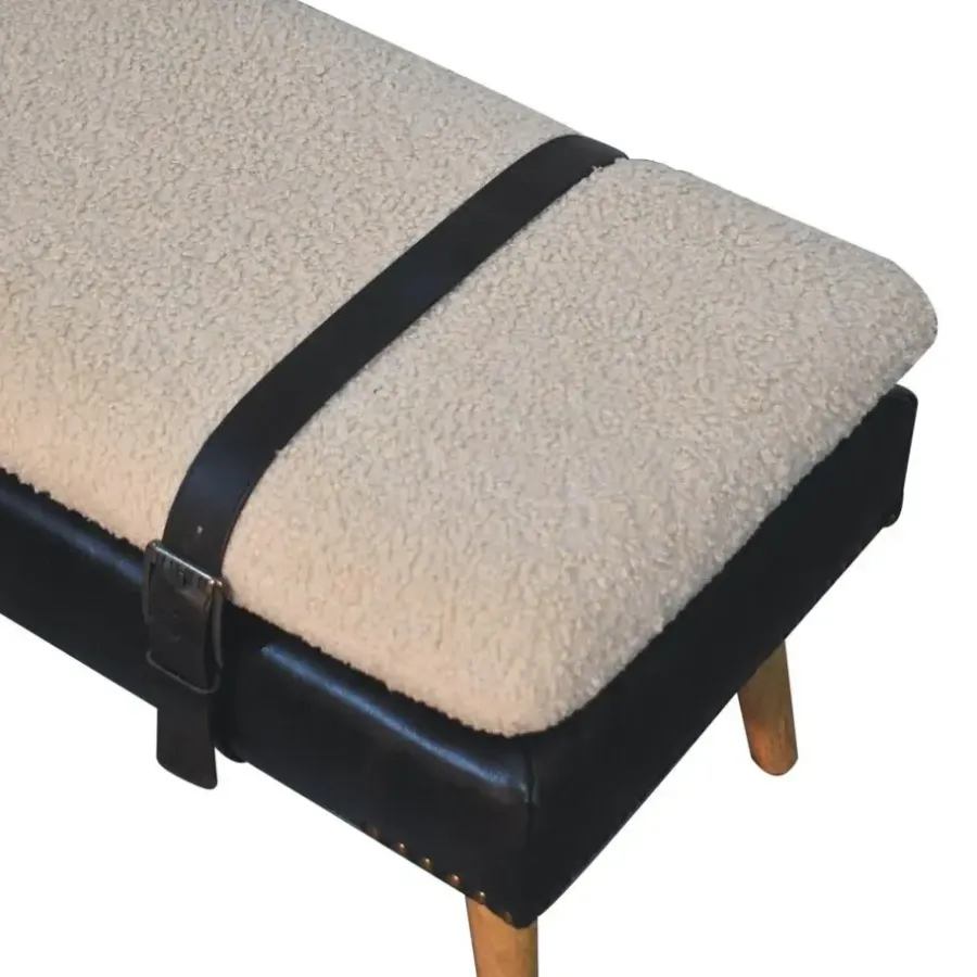Artisan Furniture Bouclé Buffalo Hide Zwart Leren Bank, Bruin