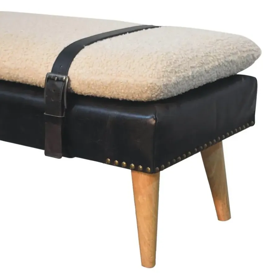 Artisan Furniture Bouclé Buffalo Hide Zwart Leren Bank, Bruin