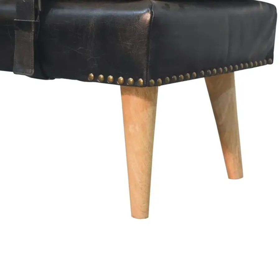 Artisan Furniture Bouclé Buffalo Hide Zwart Leren Bank, Bruin