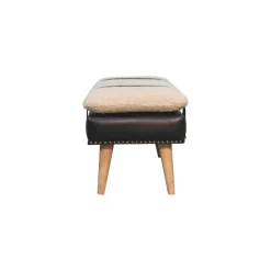 Artisan Furniture Bouclé Buffalo Hide Zwart Leren Bank, Bruin