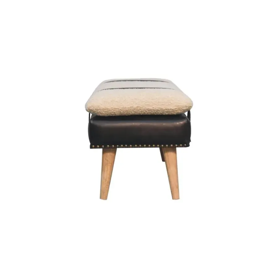 Artisan Furniture Bouclé Buffalo Hide Zwart Leren Bank, Bruin