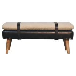 Artisan Furniture Bouclé Buffalo Hide Zwart Leren Bank, Bruin