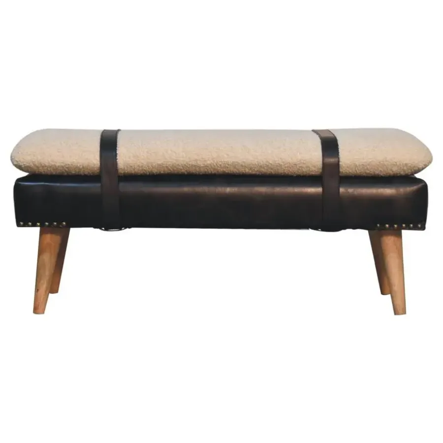 Artisan Furniture Bouclé Buffalo Hide Zwart Leren Bank, Bruin