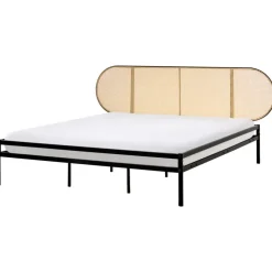 2-Persoons Bedden-Beliani BOULIN - Tweepersoonsbed - Zwart - 180 x 200 cm - PE rotan