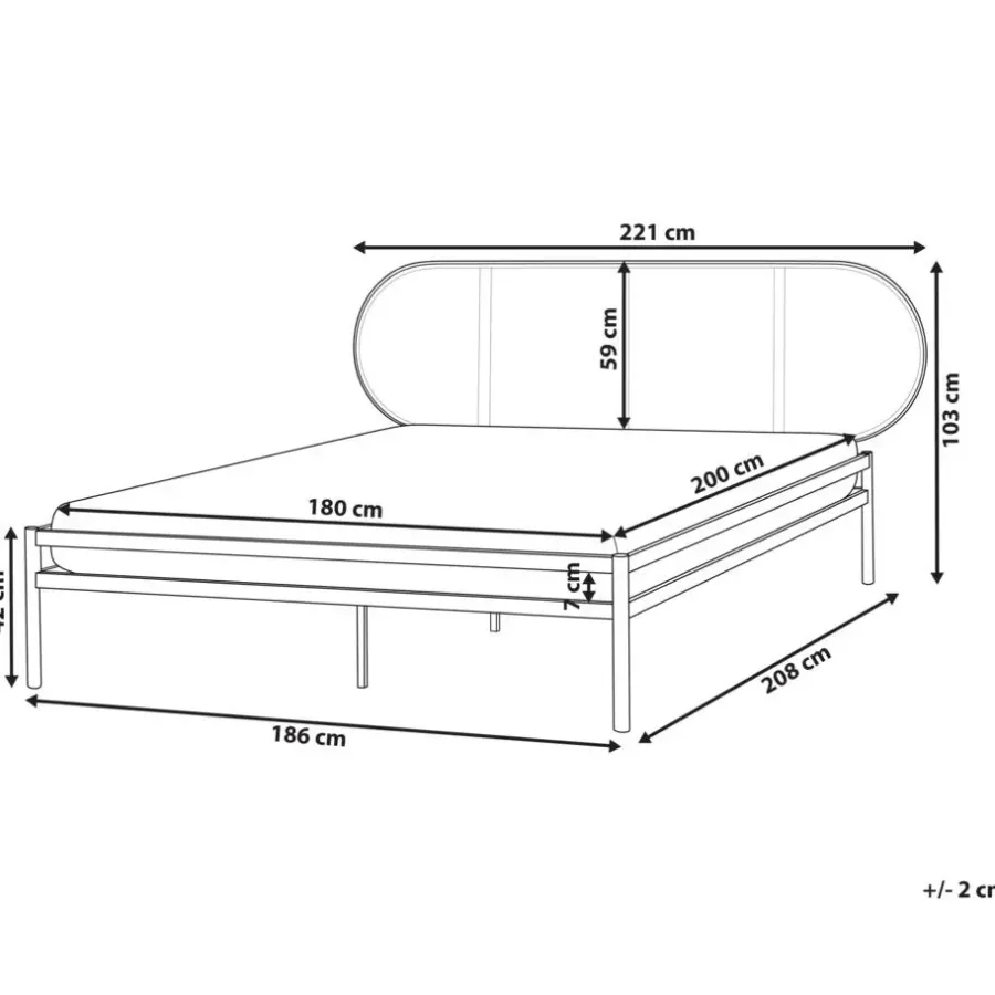 2-Persoons Bedden-Beliani BOULIN - Tweepersoonsbed - Zwart - 180 x 200 cm - PE rotan