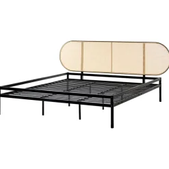 2-Persoons Bedden-Beliani BOULIN - Tweepersoonsbed - Zwart - 180 x 200 cm - PE rotan