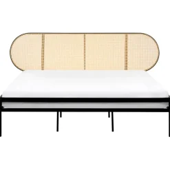 2-Persoons Bedden-Beliani BOULIN - Tweepersoonsbed - Zwart - 180 x 200 cm - PE rotan