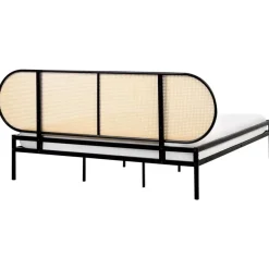 2-Persoons Bedden-Beliani BOULIN - Tweepersoonsbed - Zwart - 180 x 200 cm - PE rotan