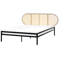 Beliani BOULIN - Tweepersoonsbed - Zwart - 140 x 200 cm - PE rotan