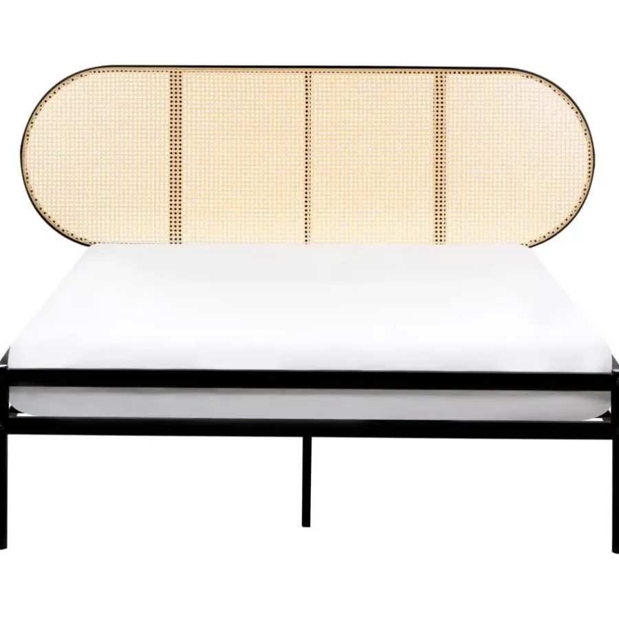 Beliani BOULIN - Tweepersoonsbed - Zwart - 140 x 200 cm - PE rotan