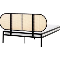 Beliani BOULIN - Tweepersoonsbed - Zwart - 140 x 200 cm - PE rotan