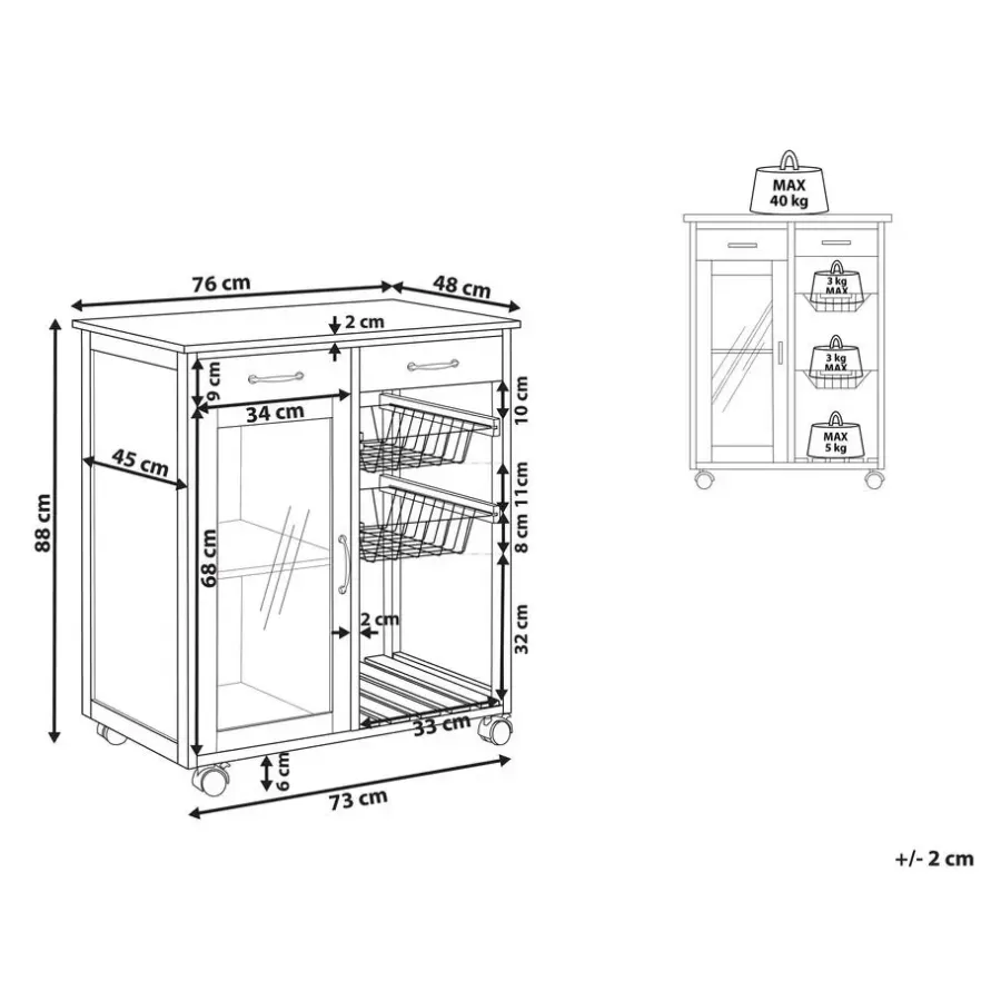 Beliani BOVES - Keukentrolley - Wit - MDF