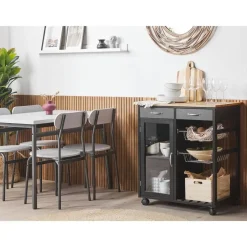 Beliani BOVES - Keukentrolley - Zwart - MDF