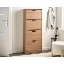 Schoenenkasten-Leen Bakker BOWRAL - Schoenenkast 4 vakken - Lichtbruin - Vezelplaat