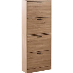 Schoenenkasten-Leen Bakker BOWRAL - Schoenenkast 4 vakken - Lichtbruin - Vezelplaat