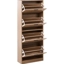 Schoenenkasten-Leen Bakker BOWRAL - Schoenenkast 4 vakken - Lichtbruin - Vezelplaat