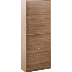 Schoenenkasten-Leen Bakker BOWRAL - Schoenenkast 4 vakken - Lichtbruin - Vezelplaat