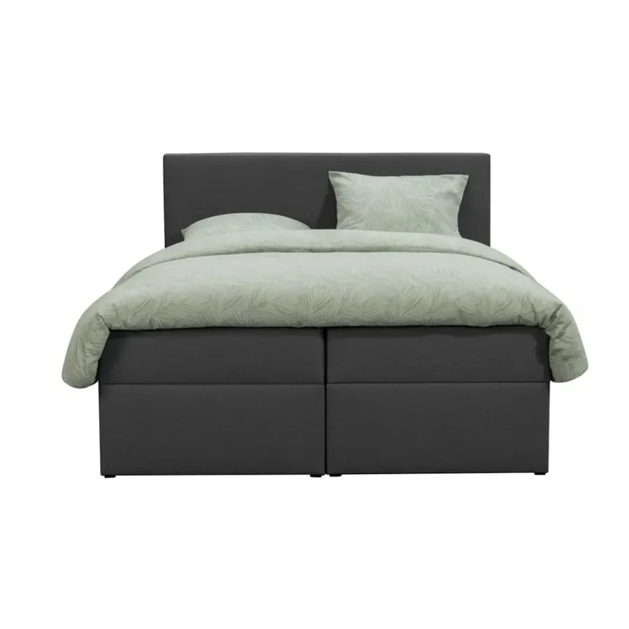2-Persoons Boxsprings-Leen Bakker Boxcombinatie met opbergruimte Orebro 6-delig - antraciet - 180x200 cm