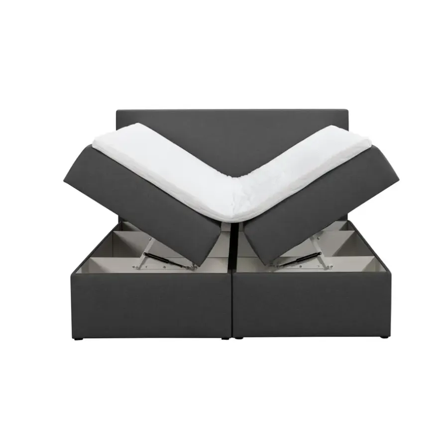 2-Persoons Boxsprings-Leen Bakker Boxcombinatie met opbergruimte Orebro 6-delig - antraciet - 180x200 cm