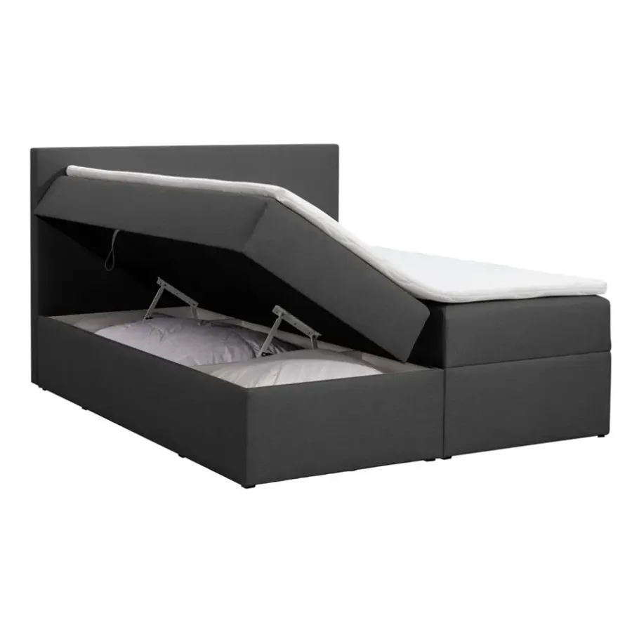 2-Persoons Boxsprings-Leen Bakker Boxcombinatie met opbergruimte Orebro 6-delig - antraciet - 180x200 cm