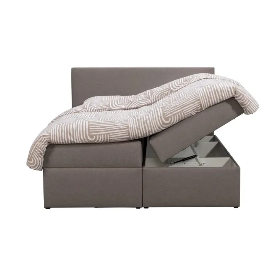 2-Persoons Boxsprings-Leen Bakker Boxcombinatie met opbergruimte Orebro 6-delig - taupe - 180x200 cm