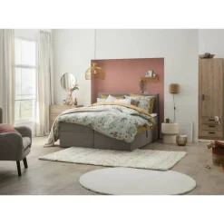2-Persoons Boxsprings-Leen Bakker Boxcombinatie met opbergruimte Orebro 6-delig - taupe - 180x200 cm