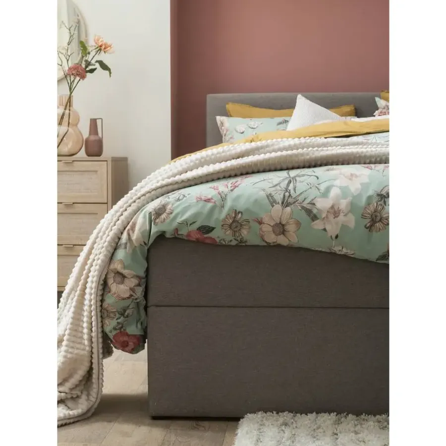 2-Persoons Boxsprings-Leen Bakker Boxcombinatie met opbergruimte Orebro 6-delig - taupe - 180x200 cm