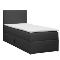 1-Persoons Boxsprings-Leen Bakker Boxcombinatie met opbergruimte Orebro 4-delig - antraciet - 90x200 cm