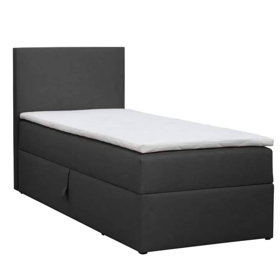 1-Persoons Boxsprings-Leen Bakker Boxcombinatie met opbergruimte Orebro 4-delig - antraciet - 90x200 cm