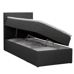 1-Persoons Boxsprings-Leen Bakker Boxcombinatie met opbergruimte Orebro 4-delig - antraciet - 90x200 cm