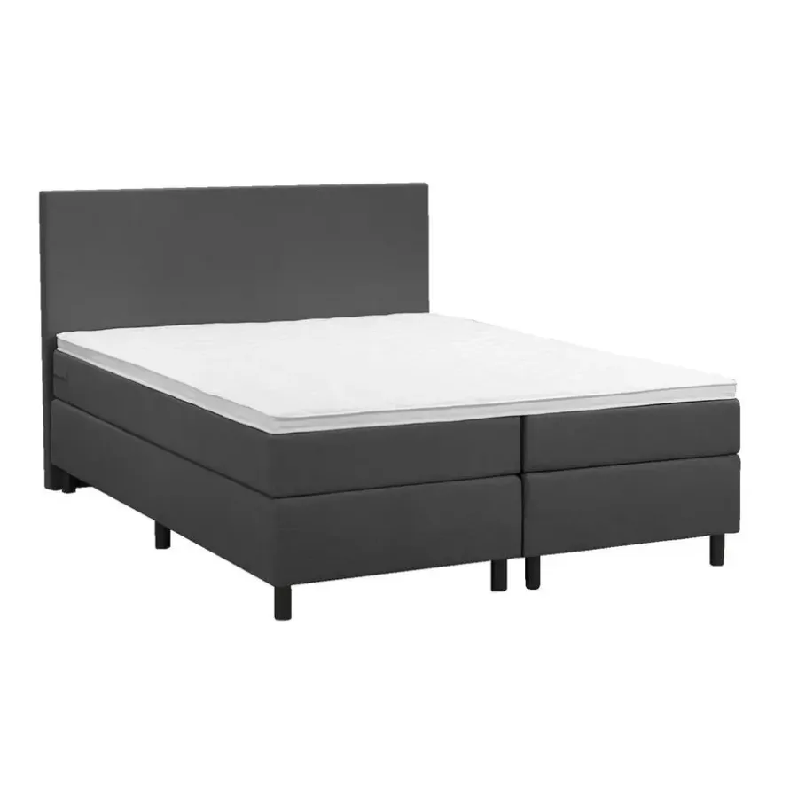 2-Persoons Boxsprings-Leen Bakker Boxspring Liv egaal - antraciet - 180x200 cm - ronde poot