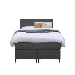 1-Persoons Boxsprings-Leen Bakker Boxspring Liv egaal - antraciet - 120x200 cm - slanke poot