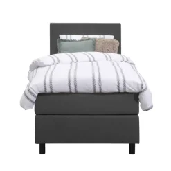 1-Persoons Boxsprings-Leen Bakker Boxspring Liv egaal - antraciet - 90x200 cm - ronde poot