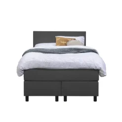 Leen Bakker Boxspring Liv egaal - antraciet - 120x200 cm - ronde poot
