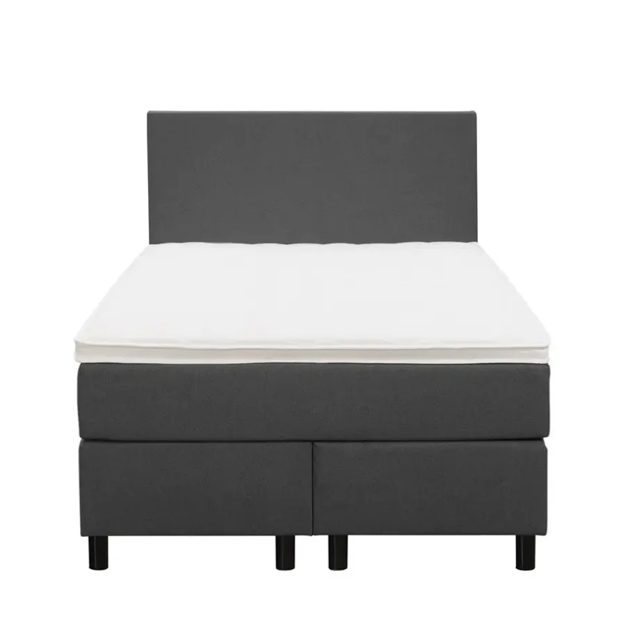 Leen Bakker Boxspring Liv egaal - antraciet - 120x200 cm - ronde poot