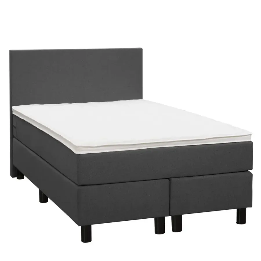 Leen Bakker Boxspring Liv egaal - antraciet - 120x200 cm - ronde poot