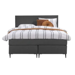 2-Persoons Boxsprings-Leen Bakker Boxspring Liv egaal - antraciet - 140x200 cm - slanke poot