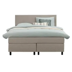 Leen Bakker Boxspring Liv egaal - beige - 140x200 cm - ronde poot