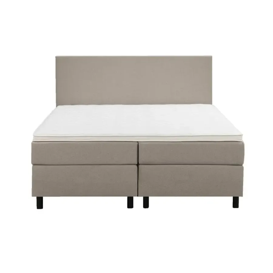 Leen Bakker Boxspring Liv egaal - beige - 160x200 cm - ronde poot