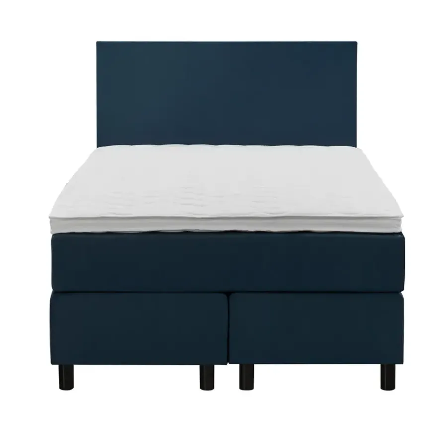 1-Persoons Boxsprings-Leen Bakker Boxspring Liv egaal - blauw - 120x200 cm - ronde poot
