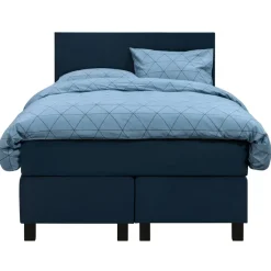 Leen Bakker Boxspring Liv egaal - blauw - 120x200 cm - vierkante poot