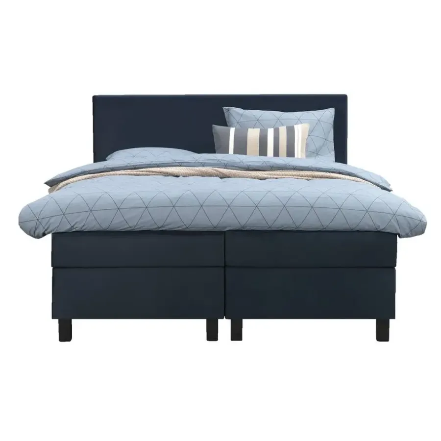 2-Persoons Boxsprings-Leen Bakker Boxspring Liv egaal - blauw - 160x200 cm - vierkante poot