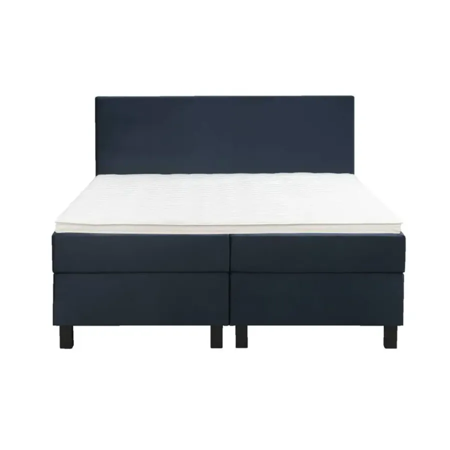 2-Persoons Boxsprings-Leen Bakker Boxspring Liv egaal - blauw - 160x200 cm - vierkante poot