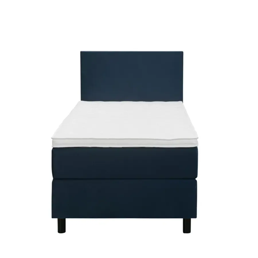 1-Persoons Boxsprings-Leen Bakker Boxspring Liv egaal - blauw - 90x200 cm - ronde poot