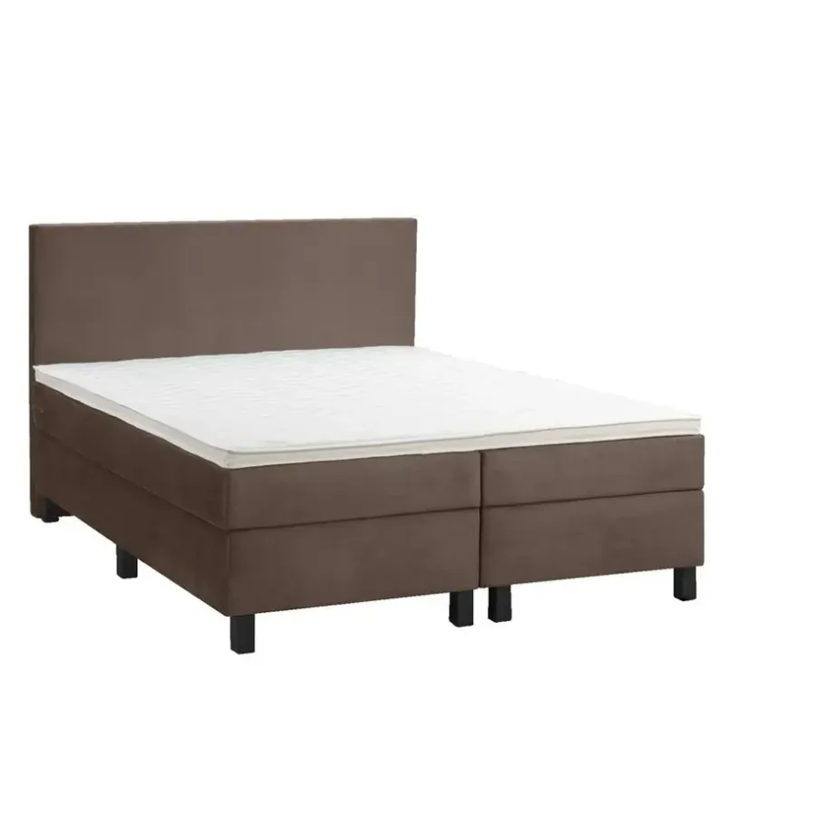 2-Persoons Boxsprings-Leen Bakker Boxspring Liv egaal - bruin - 180x200 cm - vierkante poot