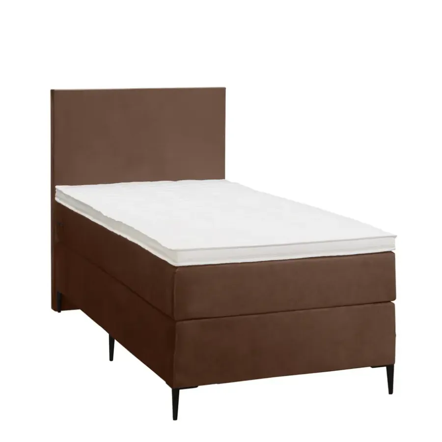 Leen Bakker Boxspring Liv egaal - bruin - 90x200 cm - slanke poot