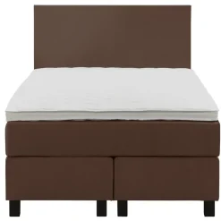 Leen Bakker Boxspring Liv egaal - bruin - 120x200 cm - vierkante poot