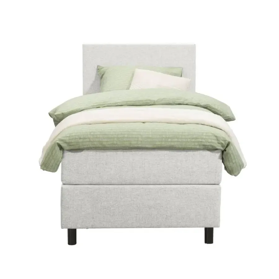 1-Persoons Boxsprings-Leen Bakker Boxspring Liv egaal - ecru - 90x200 cm - ronde poot
