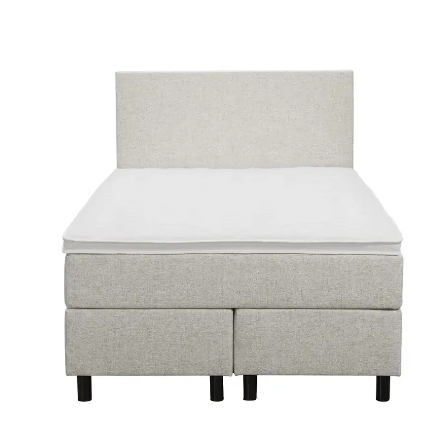 Leen Bakker Boxspring Liv egaal - ecru - 120x200 cm - ronde poot