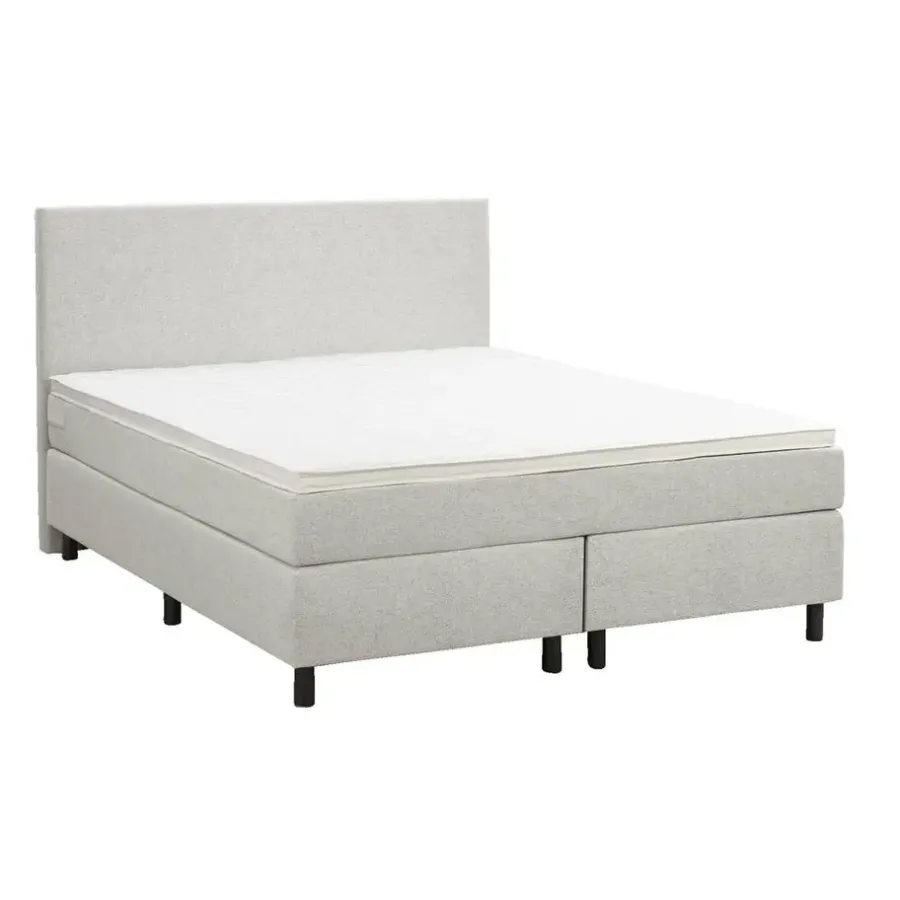 Leen Bakker Boxspring Liv egaal - ecru - 140x200 cm - ronde poot